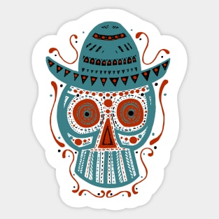 Hand Drawn Sombrero Skull Sticker